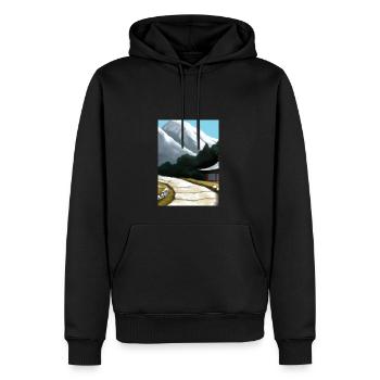 Pfad zu einem Berg - Männer Premium Bio Hoodie - Schwarz - Vorne - Nico (187cm)
