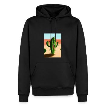 Lachender Kaktus in der Wüste - Männer Premium Bio Hoodie - Schwarz - Vorne - Nico (187cm)
