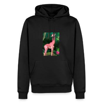 Rosa Giraffe - Männer Premium Bio Hoodie - Schwarz - Vorne - Nico (187cm)