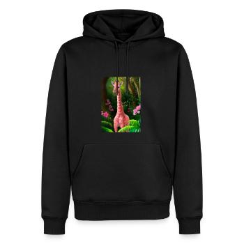 Rosa Giraffe - Männer Premium Bio Hoodie - Schwarz - Vorne - Nico (187cm)