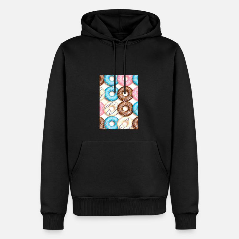 Donuts-Muster - Männer Premium Bio Hoodie - Schwarz