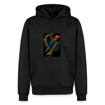 Papagei auf einem Baum - Männer Premium Bio Hoodie - Schwarz - Vorne - Nico (187cm)