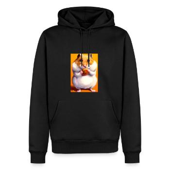 Hamster frisst - Männer Premium Bio Hoodie - Schwarz - Vorne - Nico (187cm)