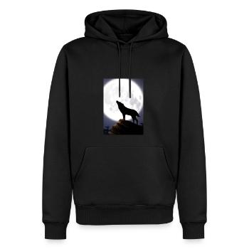 Wolf bei Nacht - Männer Premium Bio Hoodie - Schwarz - Vorne - Nico (187cm)