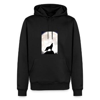 Wolf bei Nacht - Männer Premium Bio Hoodie - Schwarz - Vorne - Nico (187cm)