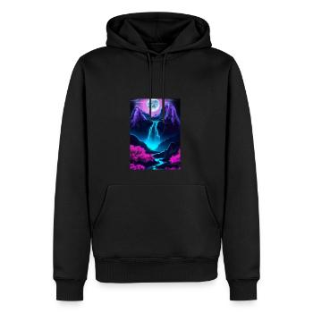 Mystischer Wasserfall - Männer Premium Bio Hoodie - Schwarz - Vorne - Nico (187cm)