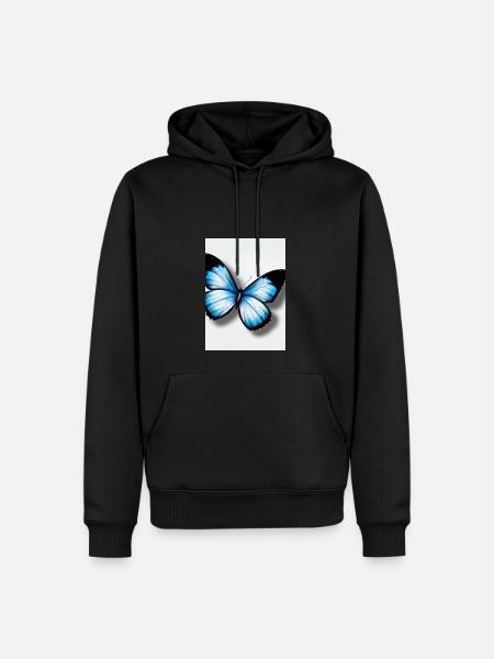 Blauer Schmetterling - Männer Premium Bio Hoodie - Schwarz