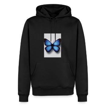 Blauer Schmetterling - Männer Premium Bio Hoodie - Schwarz - Vorne - Nico (187cm)