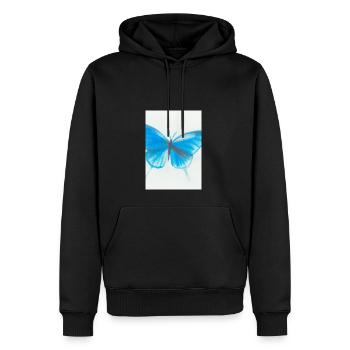 Blauer Schmetterling - Männer Premium Bio Hoodie - Schwarz - Vorne - Nico (187cm)