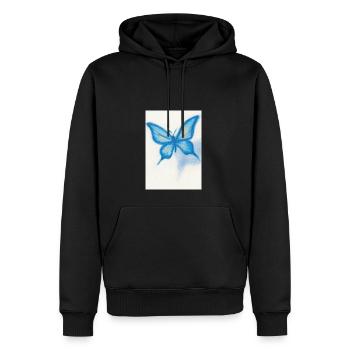 Blauer Schmetterling - Männer Premium Bio Hoodie - Schwarz - Vorne - Nico (187cm)