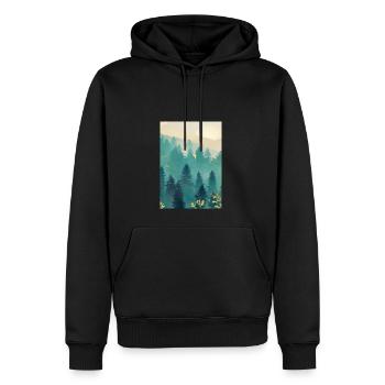 Nebliger Wald - Männer Premium Bio Hoodie - Schwarz - Vorne - Nico (187cm)
