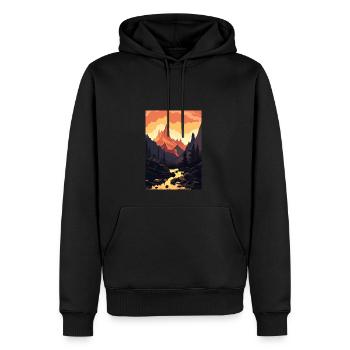 Sonnenuntergang Wald - Männer Premium Bio Hoodie - Schwarz - Vorne - Nico (187cm)
