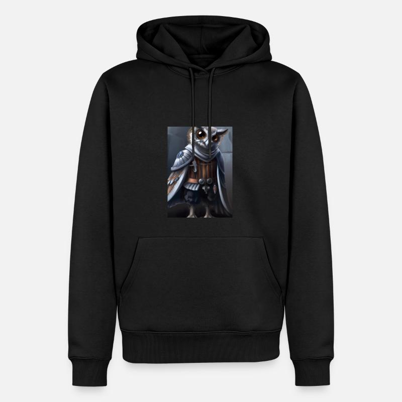 Ritter Eule - Männer Premium Bio Hoodie - Schwarz