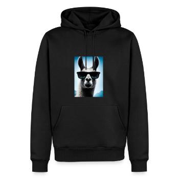 Lama mit Sonnenbrille - Männer Premium Bio Hoodie - Schwarz - Vorne - Nico (187cm)