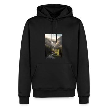 Wasserfall in der Natur - Männer Premium Bio Hoodie - Schwarz - Vorne - Nico (187cm)