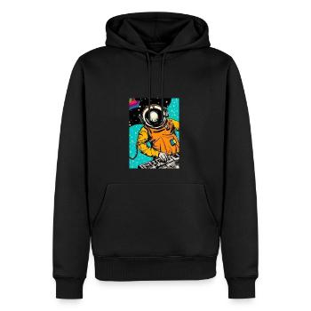 Astronaut DJ im Weltraum - Männer Premium Bio Hoodie - Schwarz - Vorne - Nico (187cm)