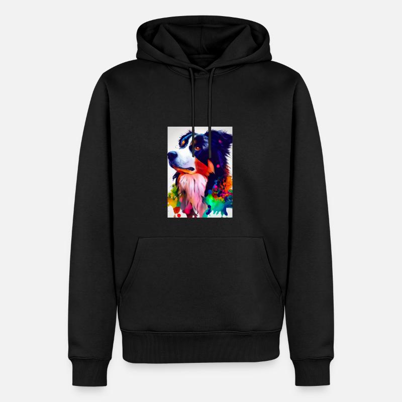 Bunter Border Collie - Männer Premium Bio Hoodie - Schwarz