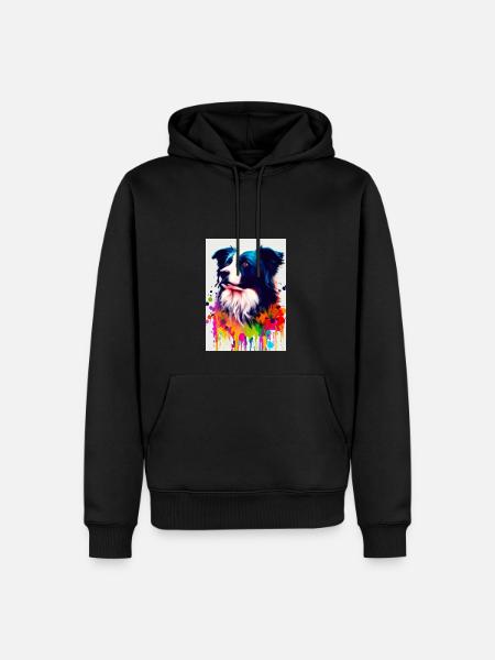 Bunter Border Collie - Männer Premium Bio Hoodie - Schwarz
