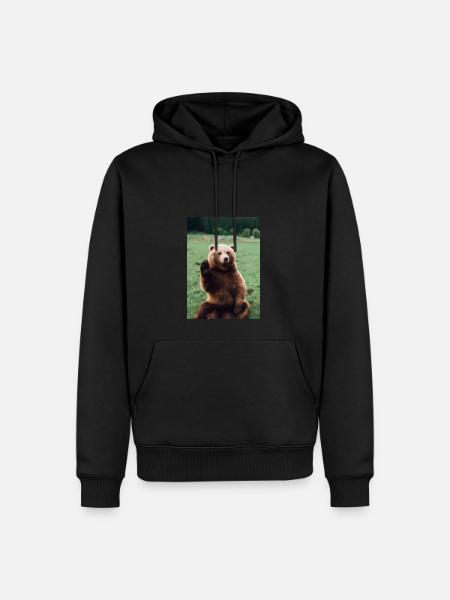 Niedlicher Hallo-Bär - Männer Premium Bio Hoodie - Schwarz