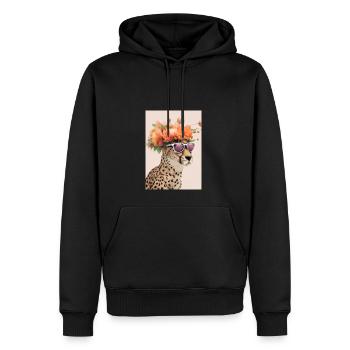 Blumenmode Löwe - Männer Premium Bio Hoodie - Schwarz - Vorne - Nico (187cm)