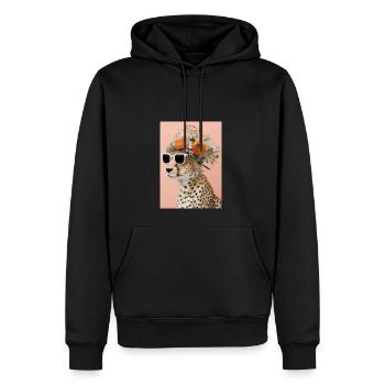 Blumenmode Löwe - Männer Premium Bio Hoodie - Schwarz - Vorne - Nico (187cm)