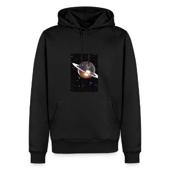Funky Planet - Männer Premium Bio Hoodie - Schwarz - Vorne - Nico (187cm)