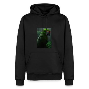 Grüner Dschungelvogel - Männer Premium Bio Hoodie - Schwarz - Vorne - Nico (187cm)