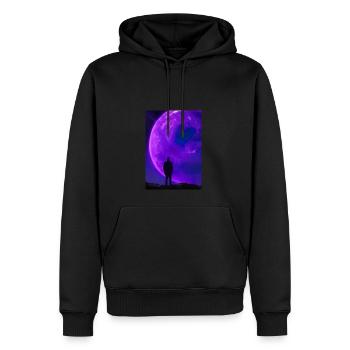 Der Mensch schaut auf den Planeten - Männer Premium Bio Hoodie - Schwarz - Vorne - Nico (187cm)