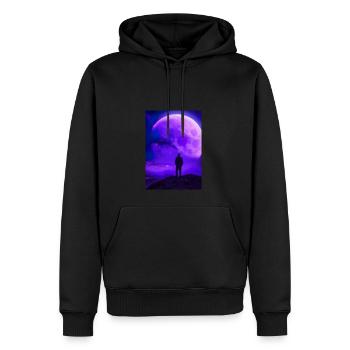 Der Mensch schaut auf den Planeten - Männer Premium Bio Hoodie - Schwarz - Vorne - Nico (187cm)