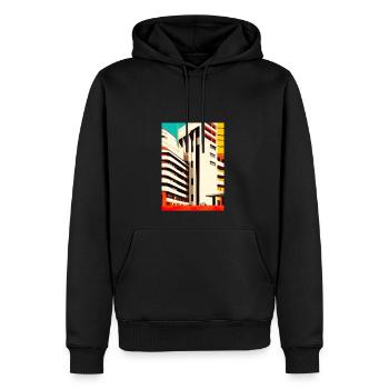Minimalistisches Stadthaus - Männer Premium Bio Hoodie - Schwarz - Vorne - Nico (187cm)