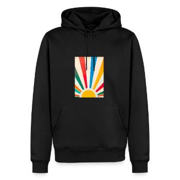 Minimalistische Sonne - Männer Premium Bio Hoodie - Schwarz - Vorne - Nico (187cm)