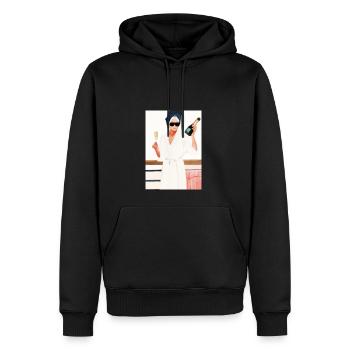 Frauen Weinbad - Männer Premium Bio Hoodie - Schwarz - Vorne - Nico (187cm)