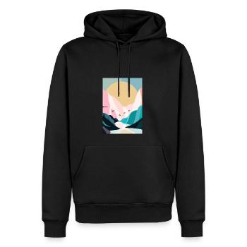 Wald Berge Sonnenuntergang - Männer Premium Bio Hoodie - Schwarz - Vorne - Nico (187cm)
