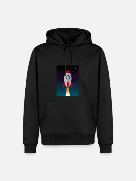 Fliegende Weltraumrakete - Männer Premium Bio Hoodie - Schwarz