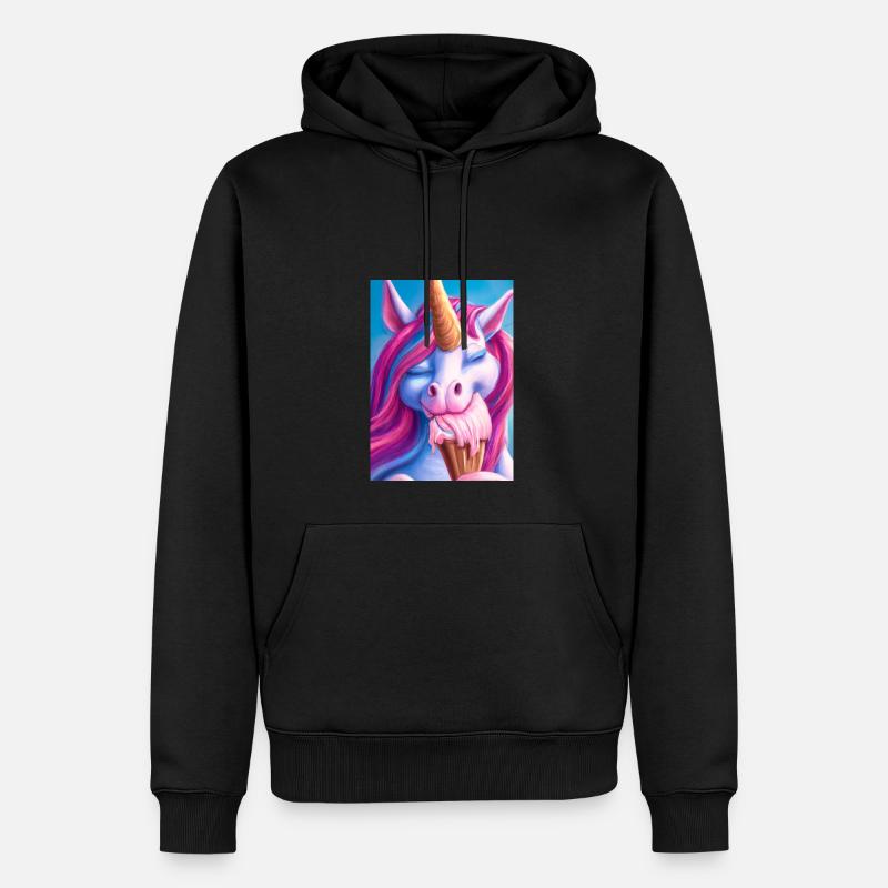 Eiscreme Einhorn - Männer Premium Bio Hoodie - Schwarz
