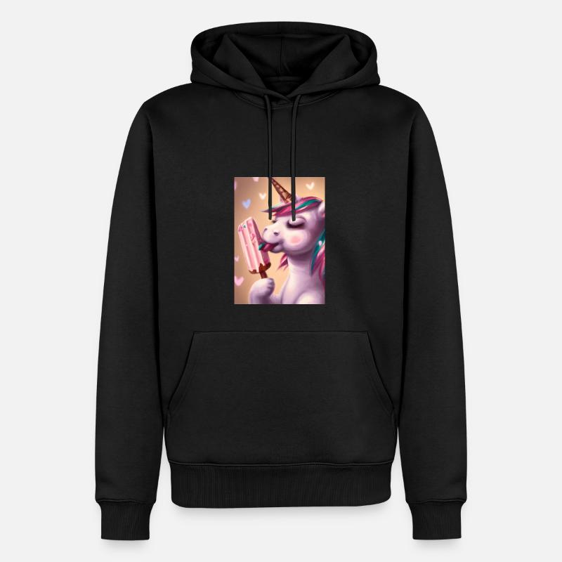 Eiscreme Einhorn - Männer Premium Bio Hoodie - Schwarz