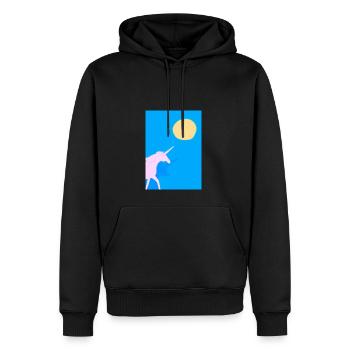Minimales Einhorn - Männer Premium Bio Hoodie - Schwarz - Vorne - Nico (187cm)