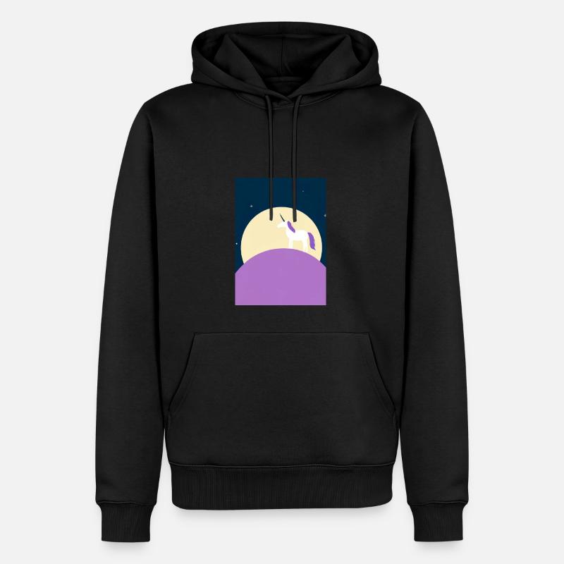 Mond Einhorn Minimal - Männer Premium Bio Hoodie - Schwarz