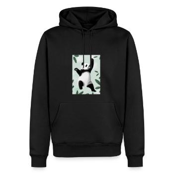 Panda zwischen Blättern - Männer Premium Bio Hoodie - Schwarz - Vorne - Nico (187cm)