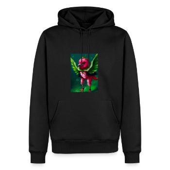 Erdbeervogel - Männer Premium Bio Hoodie - Schwarz - Vorne - Nico (187cm)