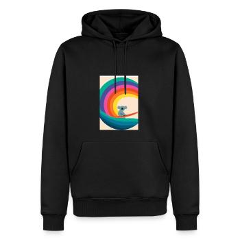 Surfender Regenbogen-Koala - Männer Premium Bio Hoodie - Schwarz - Vorne - Nico (187cm)