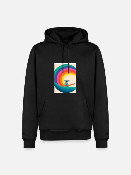 Surfender Regenbogen-Koala - Männer Premium Bio Hoodie - Schwarz