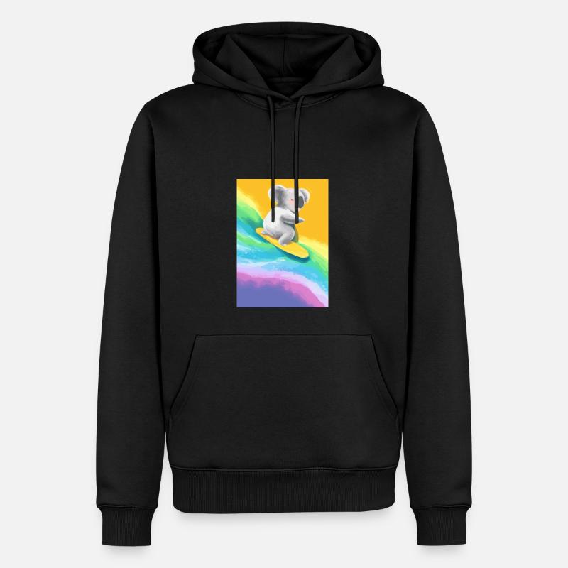 Surfender Regenbogen-Koala - Männer Premium Bio Hoodie - Schwarz
