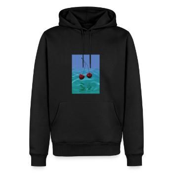 Zwei Kirschen - Männer Premium Bio Hoodie - Schwarz - Vorne - Nico (187cm)
