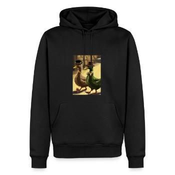 Zwei Enten - Männer Premium Bio Hoodie - Schwarz - Vorne - Nico (187cm)