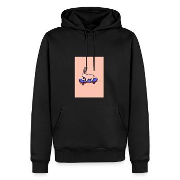 Hase auf einem Skateboard - Männer Premium Bio Hoodie - Schwarz - Vorne - Nico (187cm)