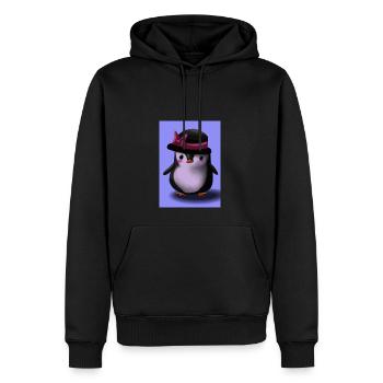 Pinguin mit niedlicher rosa Mütze - Männer Premium Bio Hoodie - Schwarz - Vorne - Nico (187cm)