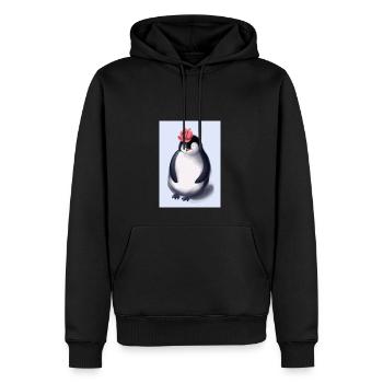 Pinguin mit niedlicher rosa Mütze - Männer Premium Bio Hoodie - Schwarz - Vorne - Nico (187cm)
