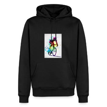 Rennrad Radfahrer Regenbogen - Männer Premium Bio Hoodie - Schwarz - Vorne - Nico (187cm)