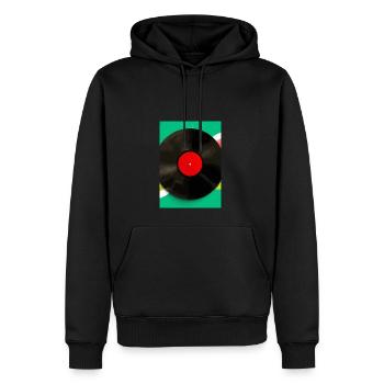 Retro Vinyl Platte Bunt - Männer Premium Bio Hoodie - Schwarz - Vorne - Nico (187cm)